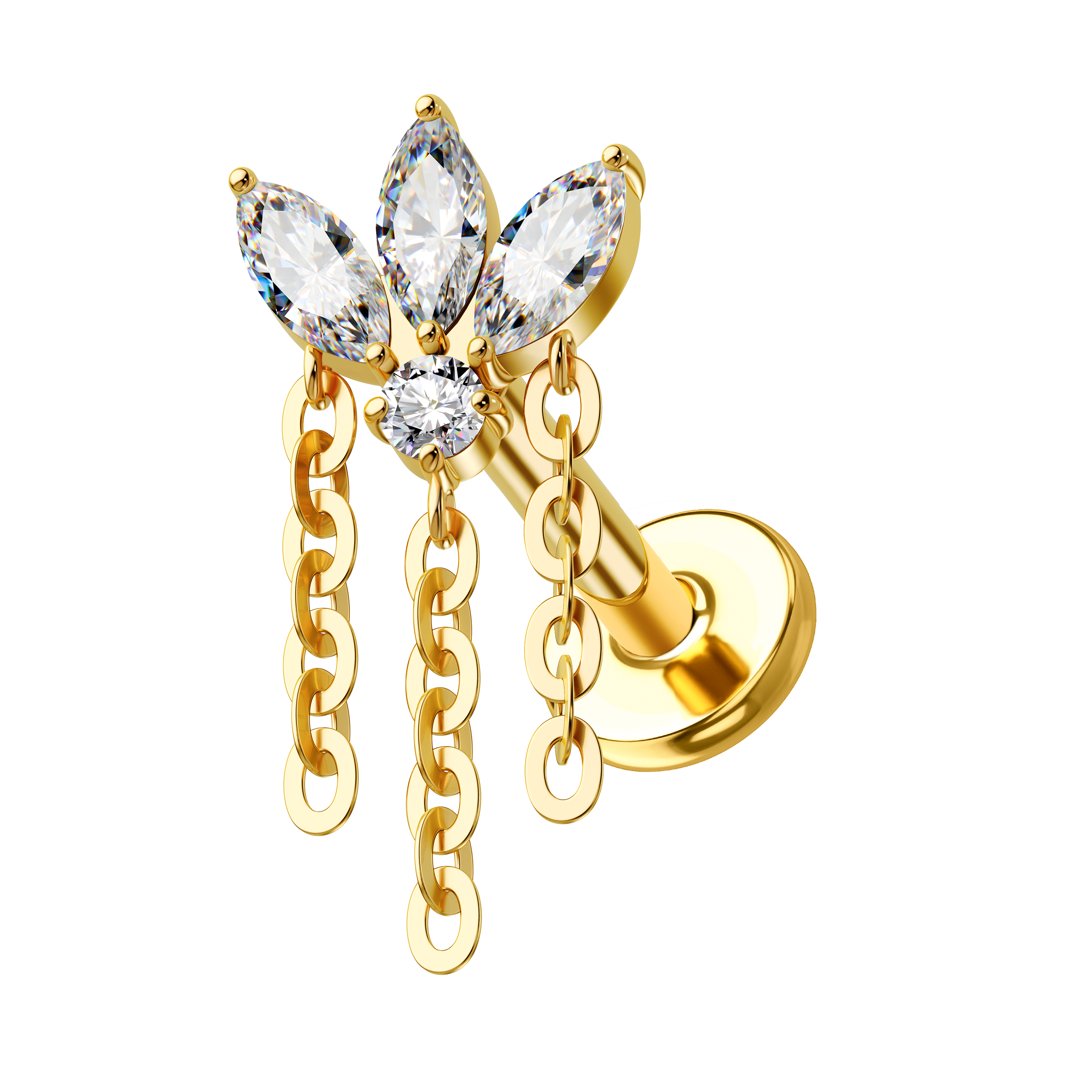 14K Real Solid Gold Flat Back